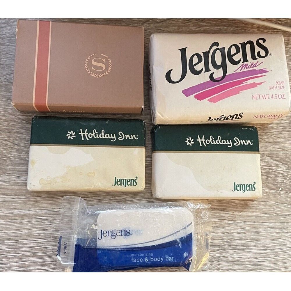 Vintage Jergens Bar Soap Lot 5 piece Hotel Size Mixed x 4 Full‎ Size Mild x 1